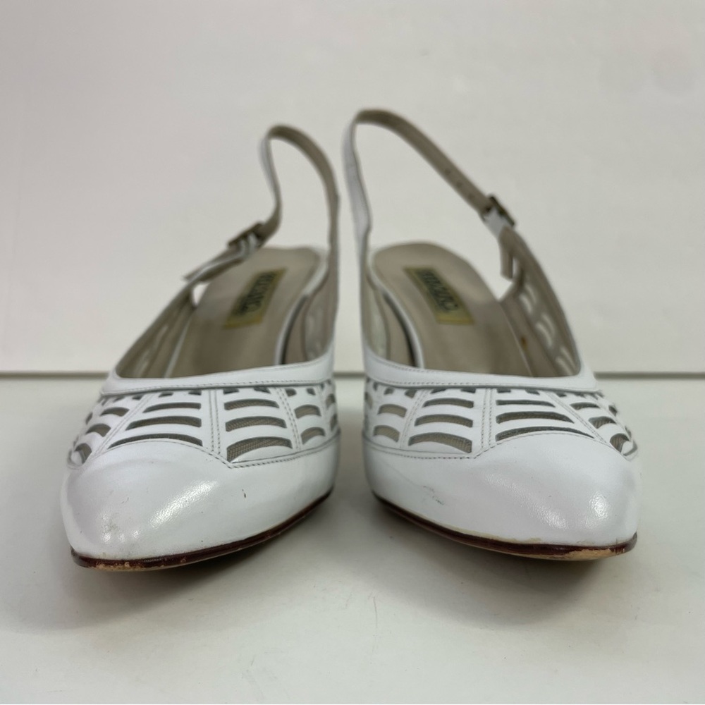 Vintage White‎ Slingback Point Toe Spiderweb Pumps Heels - Picture 5 of 16
